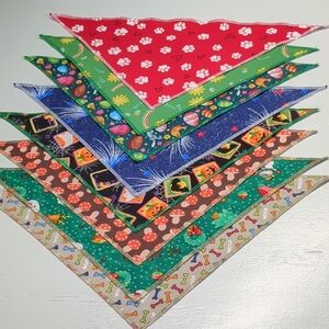 Set of 7 Small Holiday And 1 Everyday Pet Bandanas, 14 Inches